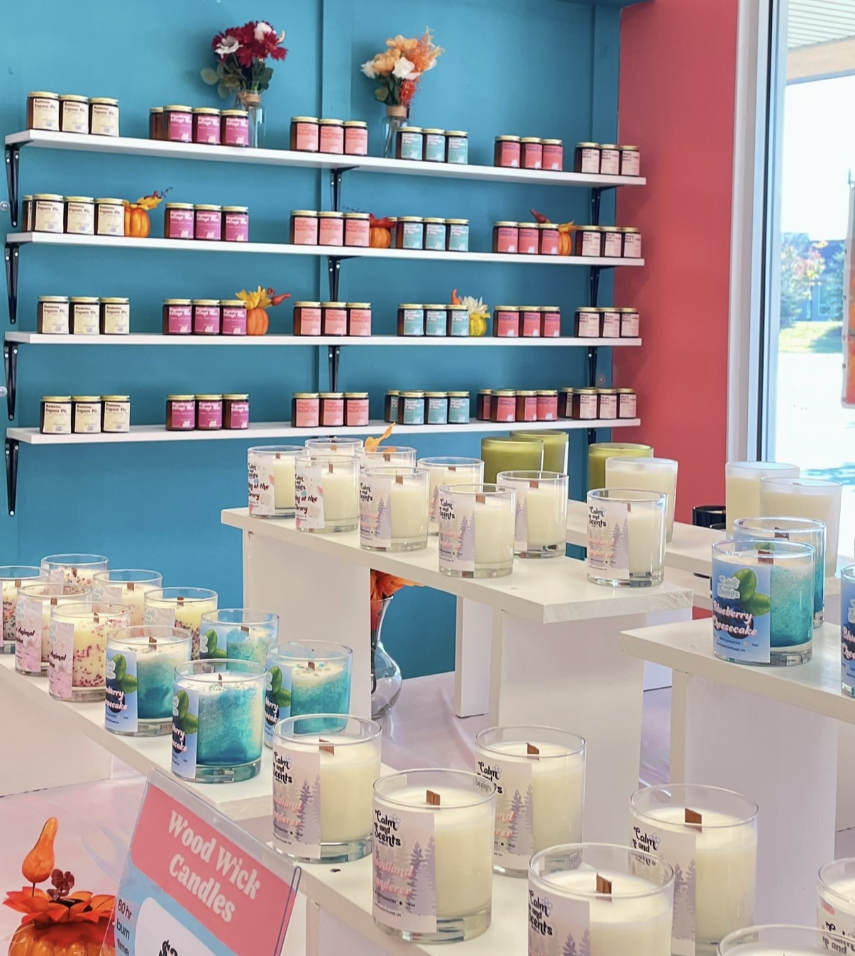 In-store candle shelves