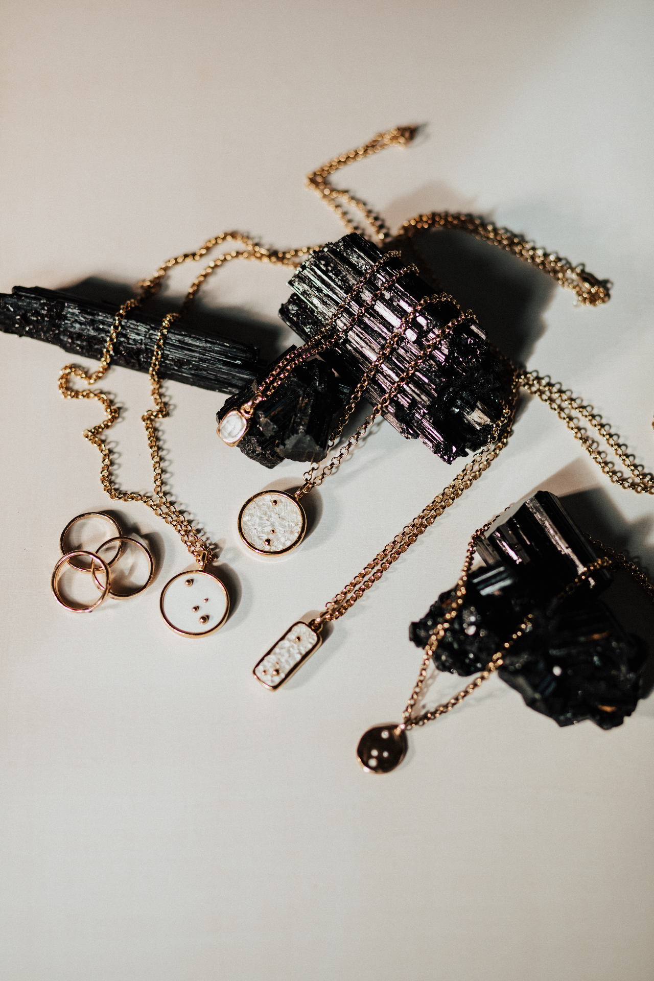 Pluma jewelry styled with black crystals