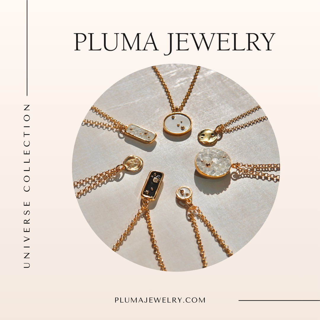 Pluma Jewelry universe collection circular layout graphic